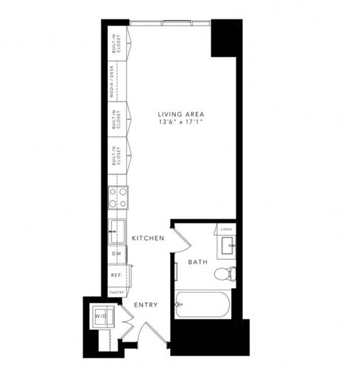 the floor plan of the studio apartment